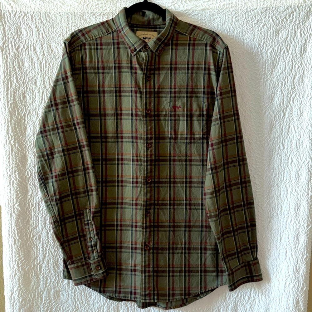 Coastal Cotton Plaid Button Down Long Sleeve Shirt